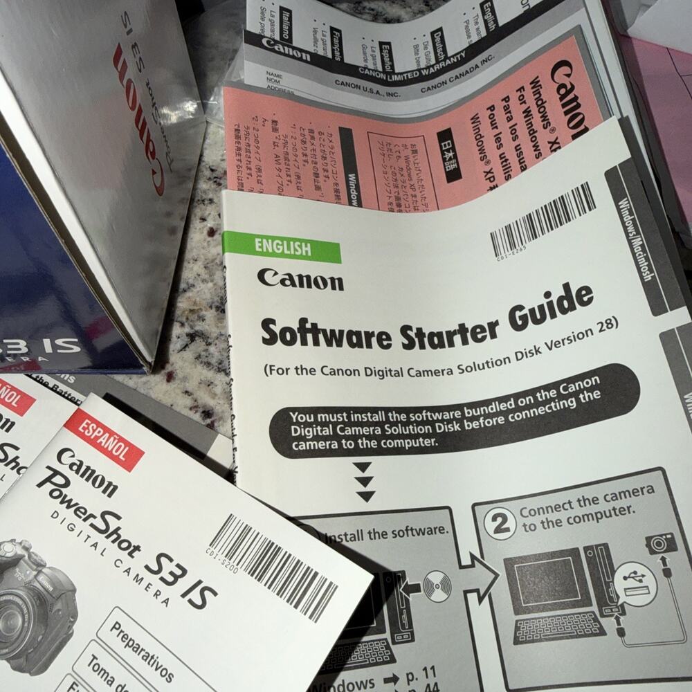 Canon PowerShot S3 IS 6.0MP Digital Camera Black In Box For Parts Not Working - Picture 9 of 10